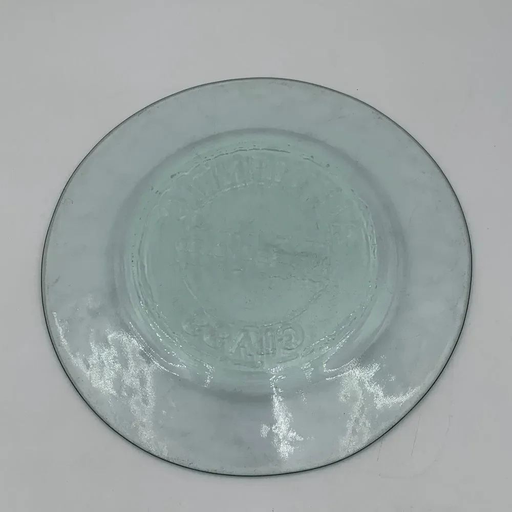 Authentic Recycled Glass Dinner Plates – Green Embossed, Made in Spain ONE plate